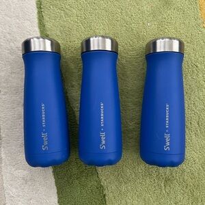 3 S'well Starbucks Blue Stainless Steel Bottles